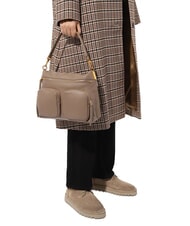 COCCINELLE HYLE Borsa media in pelle doppia funzione warm taupe - Borse Donna - 4