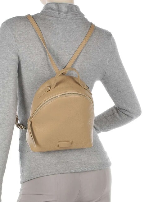 VOILE Zaino mini in pelle martellata doppia portabilità fresh beige - Borse Donna