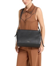 COCCINELLE BOHEME GRANA DOUBLE Borsa in pelle martellata con tracolla noir/cognac - Borse Donna - 4