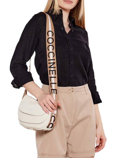 RAQUEL S Borsa piccola in pelle martellata con tracolla logata blanco/skin - Borse Donna