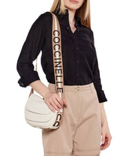 COCCINELLE RAQUEL S Borsa piccola in pelle martellata con tracolla logata blanco/skin - Borse Donna - 4