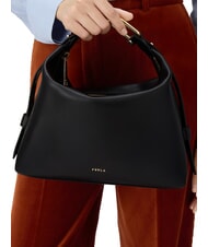 FURLA TONIE Borsa a spalla in pelle con tracolla Nero - Borse Donna - 7