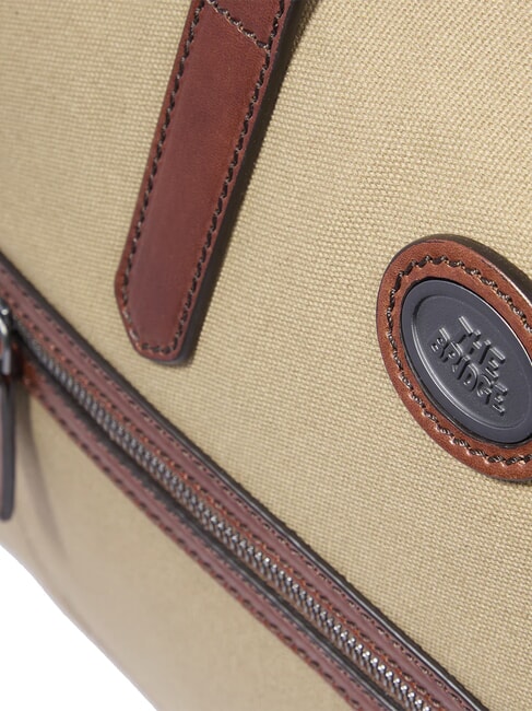 STORY Borsone medio in pelle e tessuto naturale/marrone abb. rutenio scuro - Borsoni