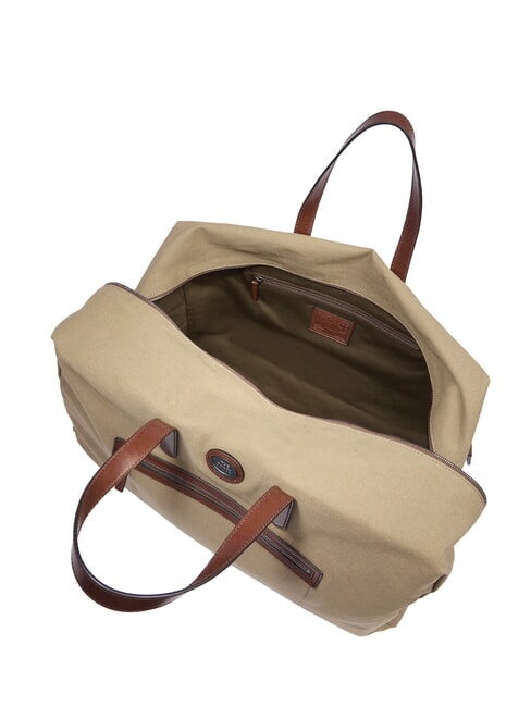 STORY Borsone medio in pelle e tessuto naturale/marrone abb. rutenio scuro - Borsoni