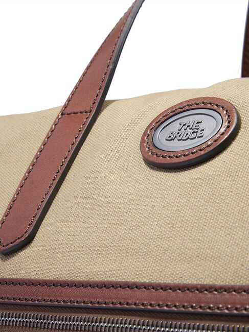 STORY Borsone piccolo underseater in pelle e tessuto naturale/marrone abb. rutenio scuro - Borsoni