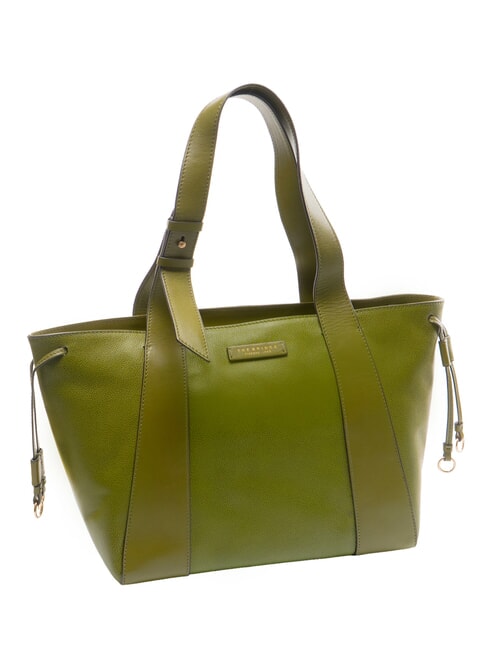 CARLOTTA Borsa shopping a spalla in pelle verde fico abb. oro - Borse Donna