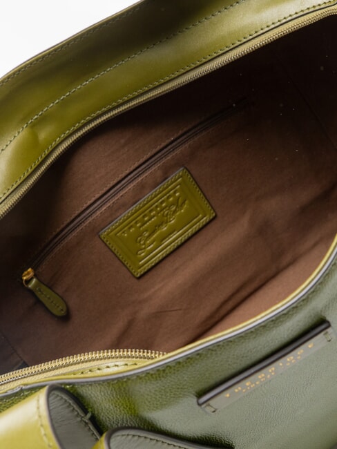 CARLOTTA Borsa shopping a spalla in pelle verde fico abb. oro - Borse Donna