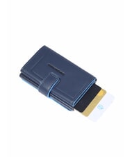 PIQUADRO ATLAS Portacarte automatico in metallo e pelle blu - Portafogli Uomo - 2