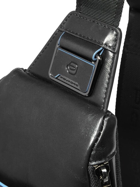 BLUE SQUARE Zaino borsello monospalla in pelle, porta tablet mini Nero - Tracolle Uomo