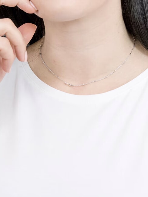 COCCOLE Collana in argento con cuoricini e sfere rodio - Collane