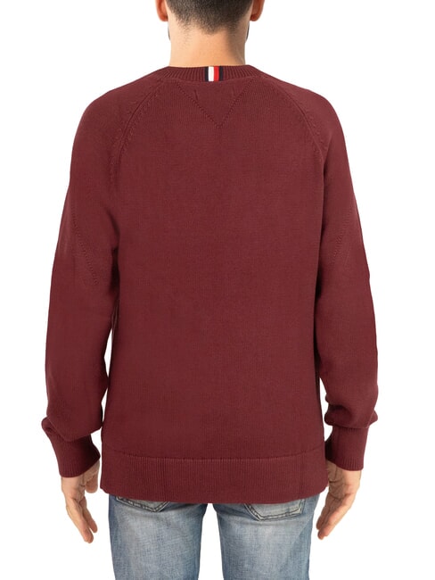 TH Maglione girocollo cotone ricamo logo deep rouge - Maglie Uomo