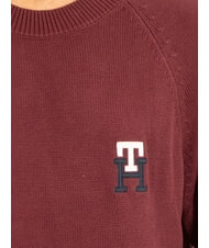 TOMMY HILFIGER TH Maglione girocollo cotone ricamo logo deep rouge - Maglie Uomo - 3