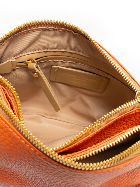 FRIDA Borsa tracolla in pelle doppia zip corallo - Borse Donna