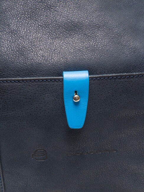 CAMPIONARIO - SARTORIA 2 Borsone grande in pelle con tracolla blu/pitti - Borsoni