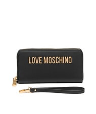 LOVE MOSCHINO LAMINATED BOLD LOVE Portafoglio grande con polsierina Nero - Portafogli Donna - 3