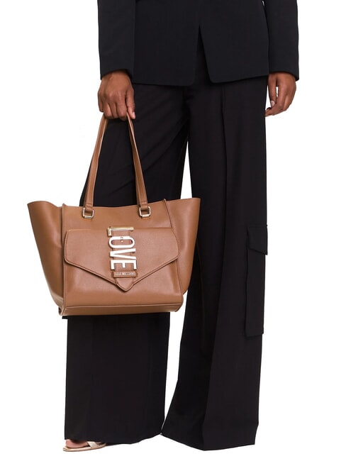 LOVEBUG Borsa shopping a spalla con tasca cammello - Borse Donna