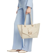 LOVE MOSCHINO LOVEBUG Borsa shopping a spalla con tasca avorio - Borse Donna - 6