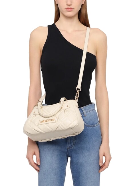 QUILTED Borsa a mano con tracolla avorio - Borse Donna