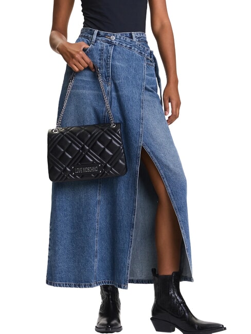 QUILTED Borsa a spalla con catena Nero/nero - Borse Donna