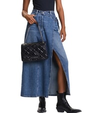 LOVE MOSCHINO QUILTED Borsa a spalla con catena Nero/nero - Borse Donna - 6