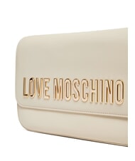 LOVE MOSCHINO LAMINATED BOLD LOVE Borsa a spalla con flap avorio - Borse Donna - 3