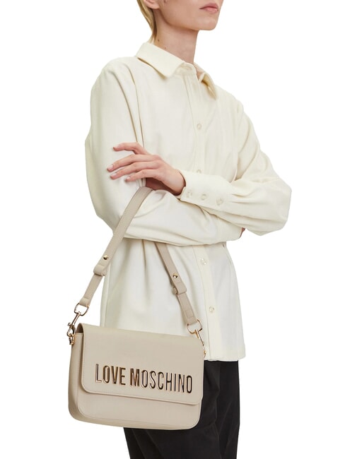 LAMINATED BOLD LOVE Borsa a spalla con flap avorio - Borse Donna