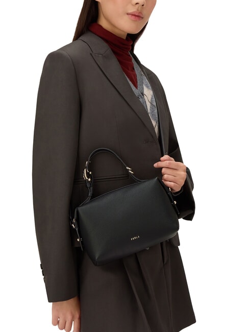 DOUBLE Borsa a bauletto in pelle con tracolla Nero - Borse Donna