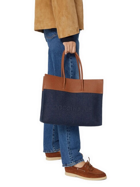 MYRTHA DENIM Borsa a spalla blue den/cognac - Borse Donna