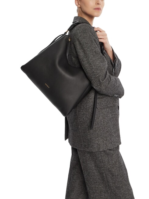 CAMPIONARIO - BOHEME GRANA DOUBLE Sacca grande a spalla in pelle noir/cognac - Borse Donna