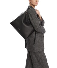 COCCINELLE BOHEME GRANA DOUBLE Sacca grande a spalla in pelle noir/cognac - Borse Donna - 5