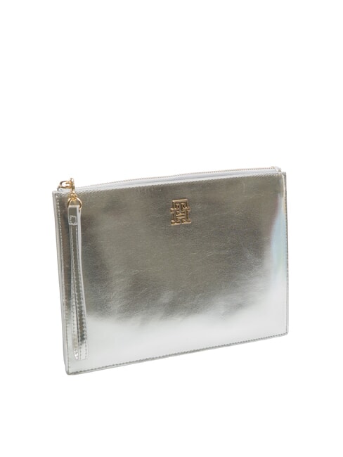 TH MONOGRAM Pochette a busta con polsierina metallic silver - Borse Donna