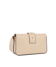 PINKO LOVE ONE SLOUCHY Borsa mini tracolla in pelle beige-grigio fumo-antique gold - Borse Donna - 2