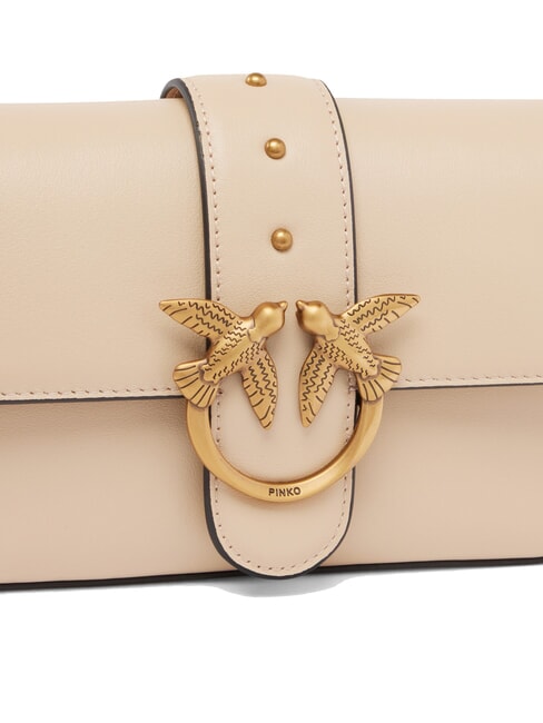 LOVE ONE SLOUCHY Borsa mini tracolla in pelle beige-grigio fumo-antique gold - Borse Donna