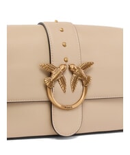 PINKO LOVE ONE CLASSIC SLOUCHY Borsa a spalla in pelle beige-grigio fumo-antique gold - Borse Donna - 3