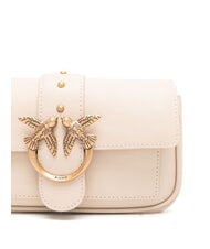 PINKO LOVE ONE POCKET Borsa in pelle beige-grigio fumo-antique gold - Borse Donna - 3