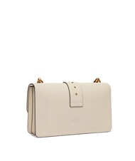 PINKO LOVE ONE CLASSIC Borsa in pelle a tracolla con flap bianco seta-antique gold - Borse Donna - 2