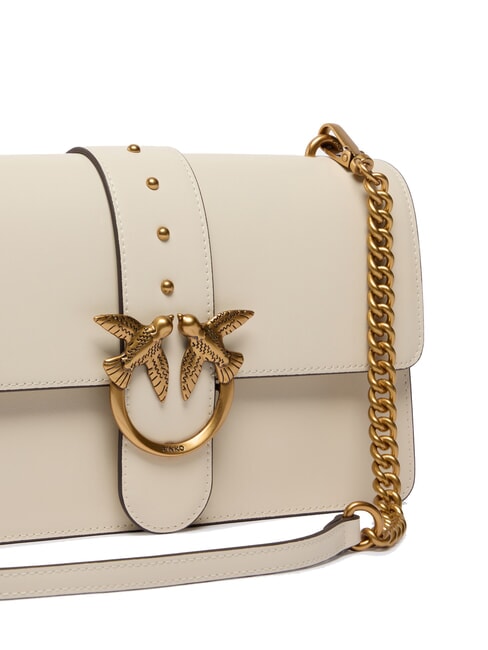 LOVE ONE CLASSIC Borsa in pelle a tracolla con flap bianco seta-antique gold - Borse Donna