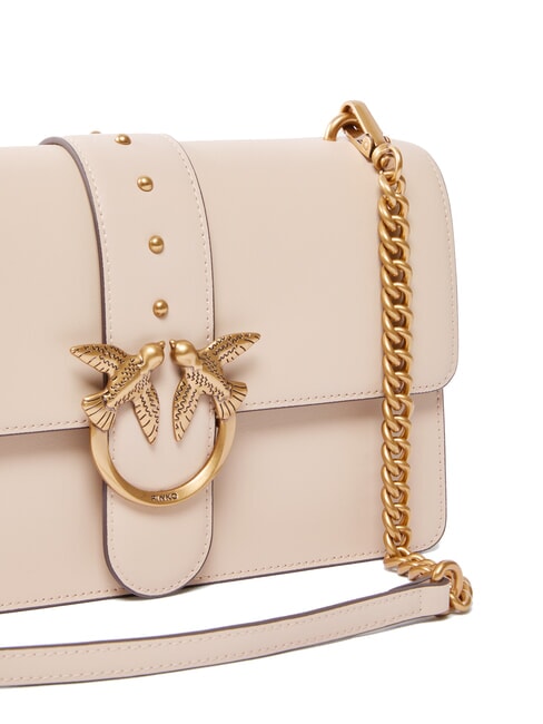 LOVE ONE CLASSIC Borsa in pelle a tracolla con flap beige-grigio fumo-antique gold - Borse Donna