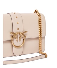 PINKO LOVE ONE CLASSIC Borsa in pelle a tracolla con flap beige-grigio fumo-antique gold - Borse Donna - 3