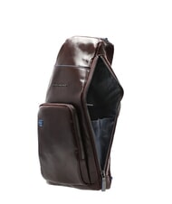 PIQUADRO BLUE SQUARE Zaino borsello monospalla in pelle, porta tablet mini MOGANO - Tracolle Uomo - 6