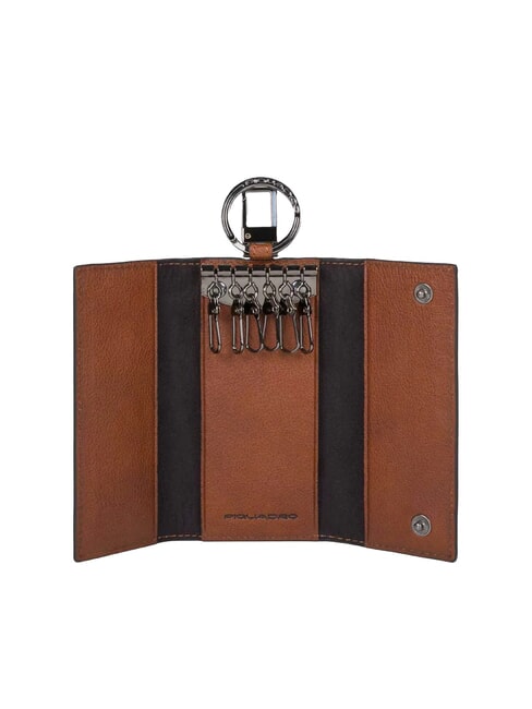 BLACK SQUARE Astuccio portachiavi in pelle 6 ganci CUOIO - Portachiavi