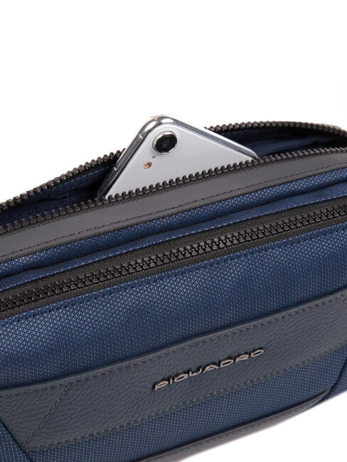 TRAKAI Marsupio in pelle e tessuto blu - Marsupi