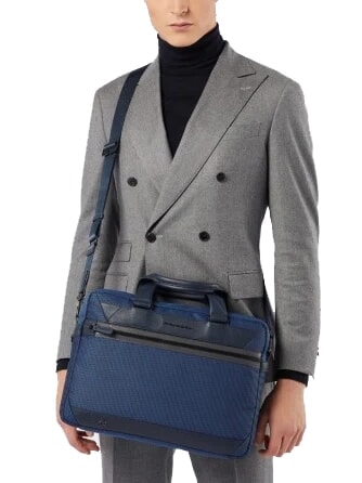 TRAKAI Cartella in pelle e tessuto porta pc 14" blu - Cartelle Lavoro
