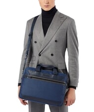 PIQUADRO TRAKAI Cartella in pelle e tessuto porta pc 14" blu - Cartelle Lavoro - 8