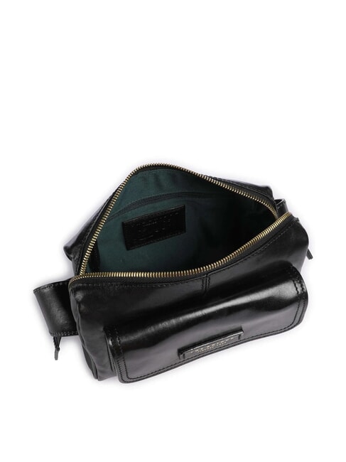 FLORA Borsa tracolla in pelle con tasca Nero Oro - Borse Donna