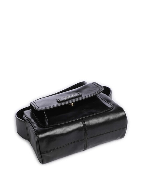 FLORA Borsa tracolla in pelle con tasca Nero Oro - Borse Donna