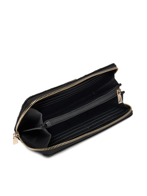 GIULLY 2 Portafoglio grande trapuntato con zip NERO - Portafogli Donna