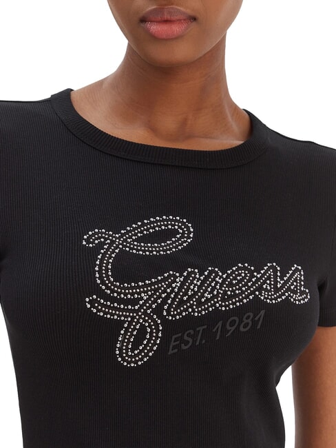 STUDS SCRIPT T-shirt manica corta slim fit jetbla - T-shirt e Top Donna
