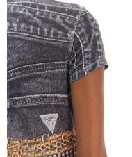 GUESS BELT WRAPPED T-shirt slim fit stampa all over jet black multi - T-shirt e Top Donna - 4