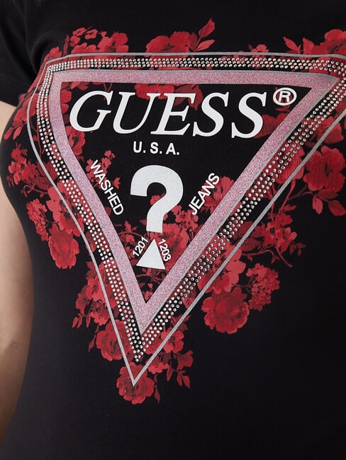 FLOWERS TRIANGLE T-shirt stretch a manica corta jetbla - T-shirt e Top Donna